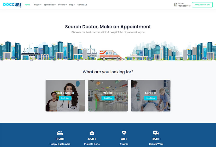Doccure - Tema WordPress Medis dan Perawatan Kesehatan