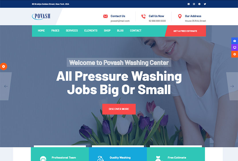 Tema WordPress Povash Power Wash + RTL