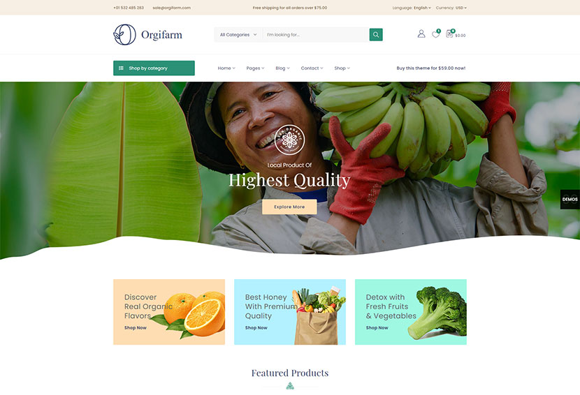 Orgifarm - سمة WordPress لمتجر عضوي