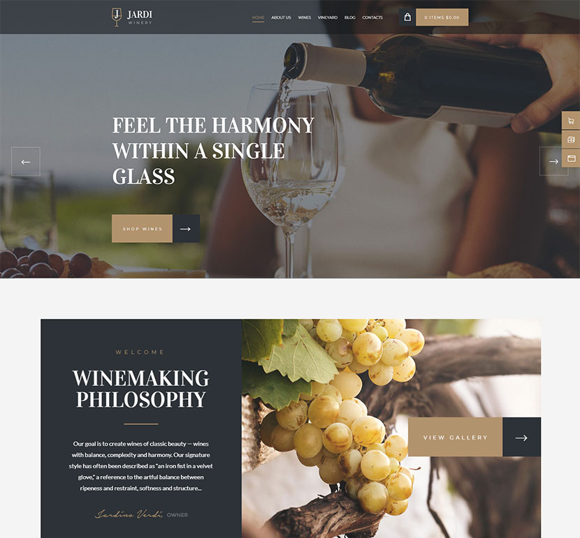 Jardi Winery ، Vineyard & Wine Shop WordPress Theme