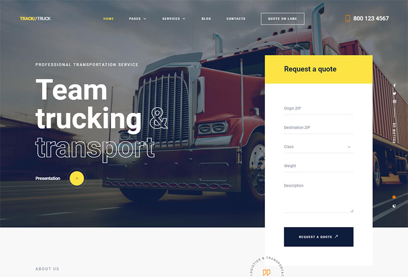 TrackTruck - موضوع وورد لوساطة الشحن والخدمات اللوجستية