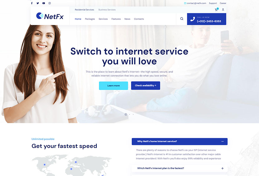 NetFx - Tema WordPress pentru furnizorii de servicii de internet