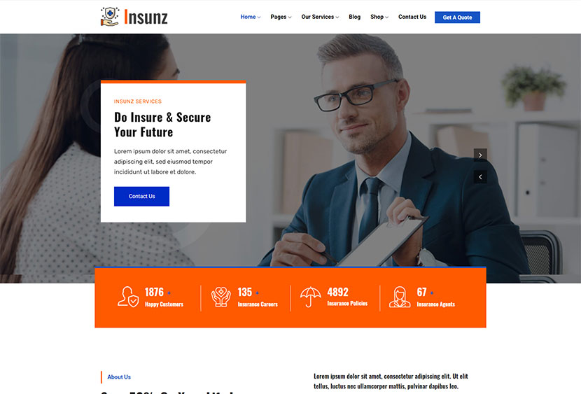 Insunz - Thème WordPress pour agence d'assurance