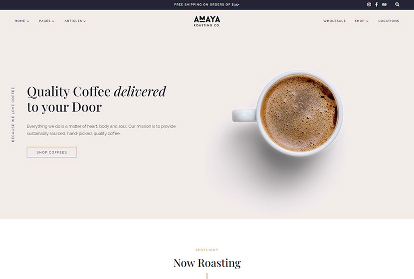 Motyw WordPress Amaya Coffee Shop