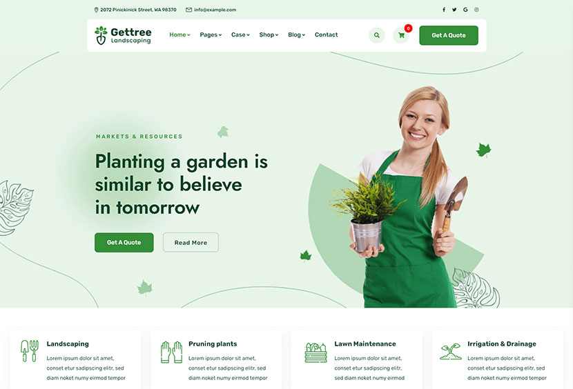 Gettree – Thème WordPress pour le jardin et l'aménagement paysager