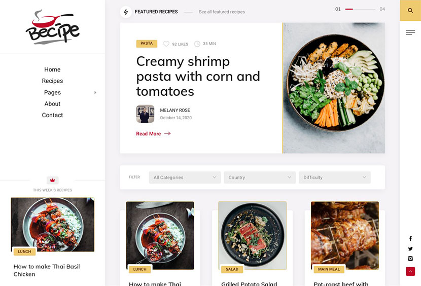 Motyw WordPress na blogu Becipe Recipe