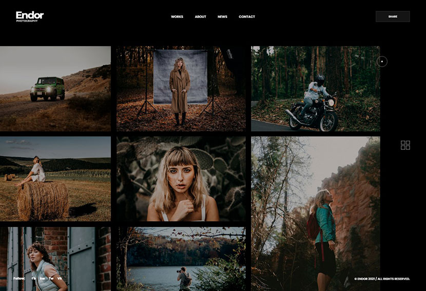 Endor - ثيم WordPress لمحفظة التصوير الفوتوغرافي الإبداعي