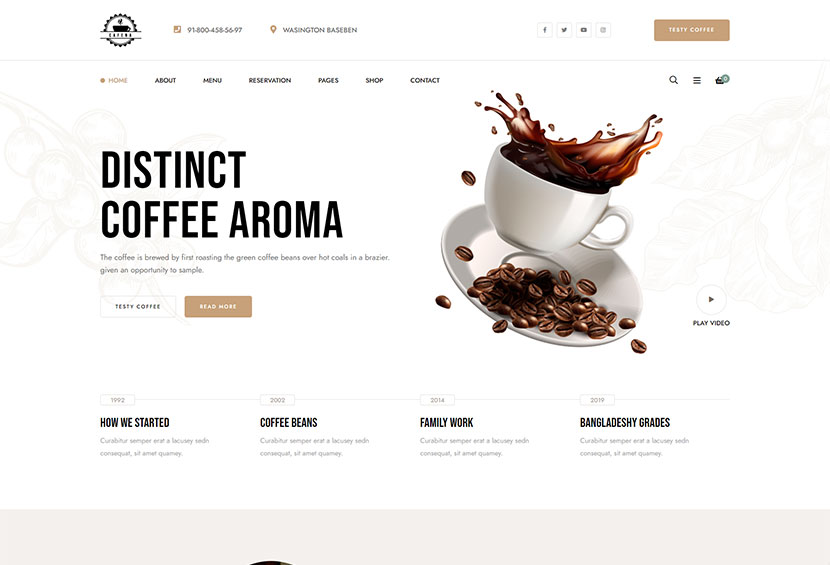 Cafena - Motyw WordPress na temat kawiarni