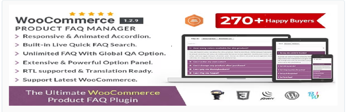 Plugin FAQ WordPress du gestionnaire de FAQ sur les produits WooCommerce