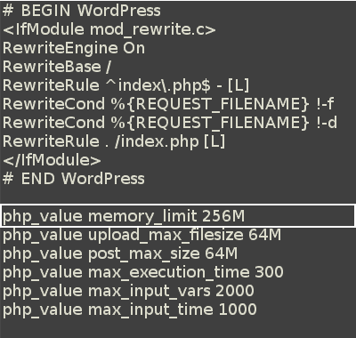 Increase WP Memory Limit - HTACCESS