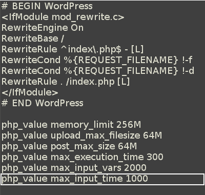 Increase PHP Max Input Time - HTACCESS