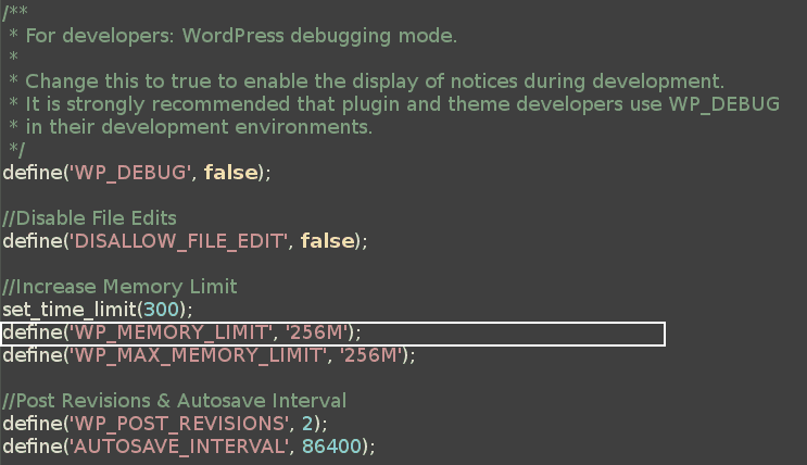 Increase WP Memory Limit - WP-CONFIG