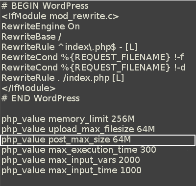 Increase Post Max Size - HTACCESS