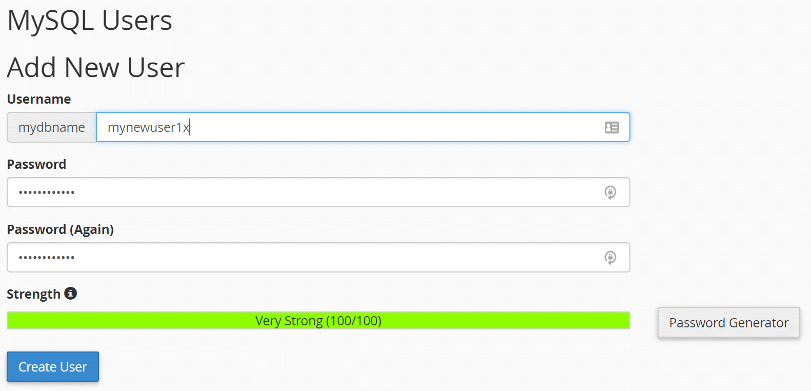 Creating MySQL User Example