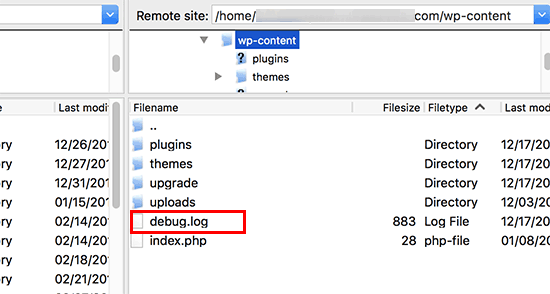 Debug Log File Example