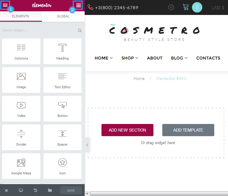 elementor editor example