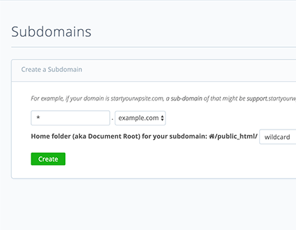 subdomain creation