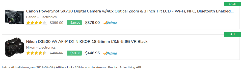 Modelo de lista de vendas da Amazon