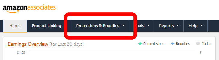 アマゾン アソシエイト プログラムのプロモーション & バウンティ セクション