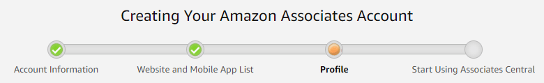 amazon associates 第 3 步填写您的个​​人资料