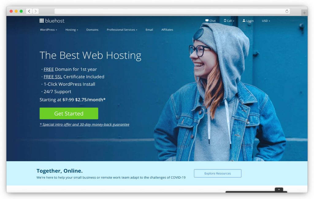 hospedagem na web bluehost