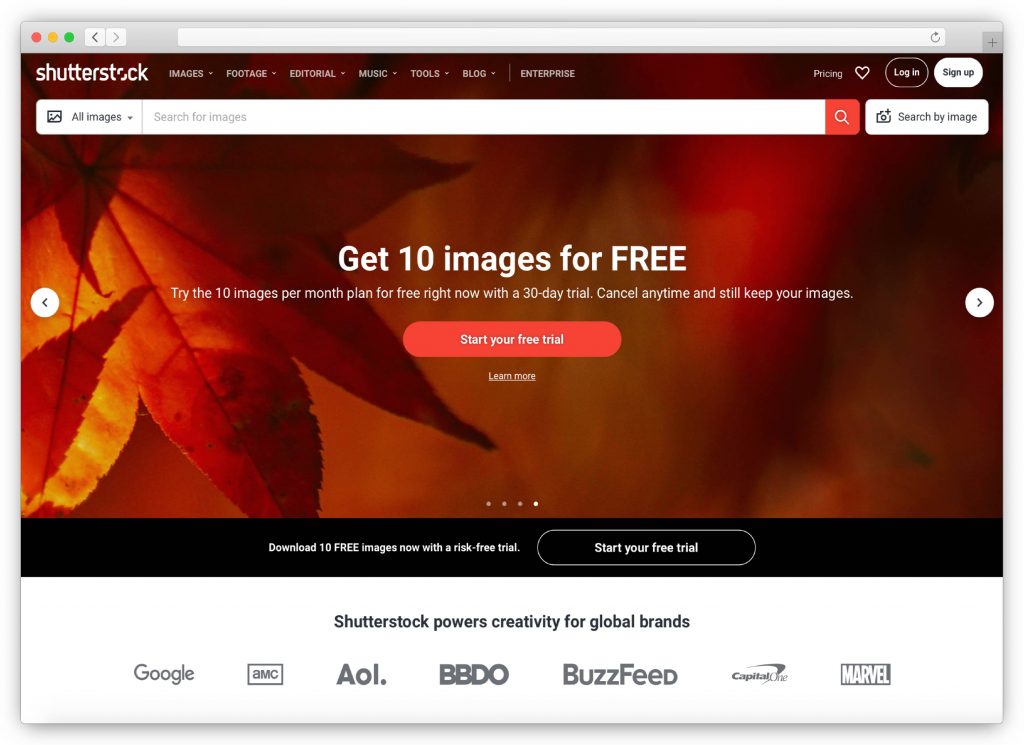 Shutterstock - site de photos