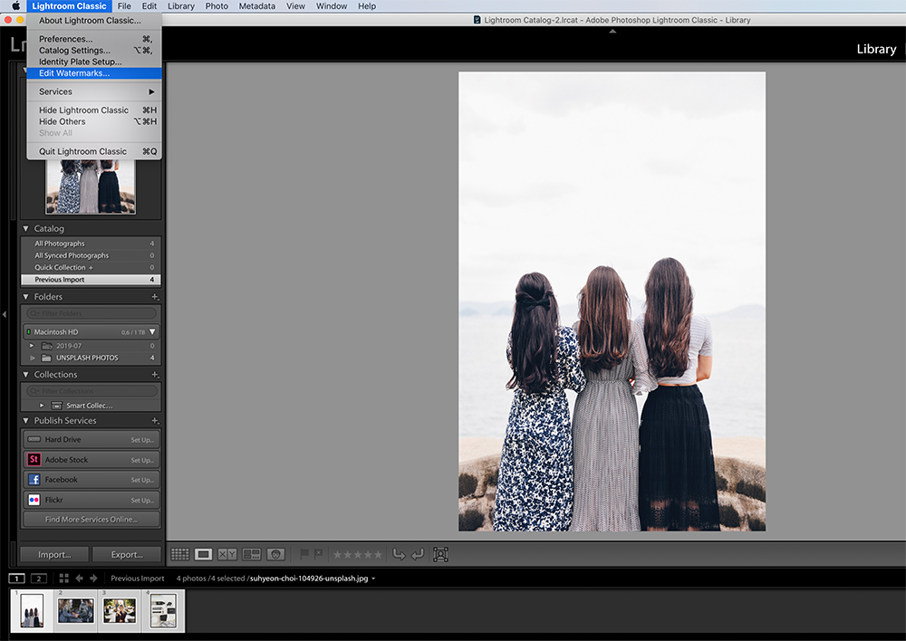 ขั้นตอนที่สอง: การแก้ไขลายน้ำใน Lightroom