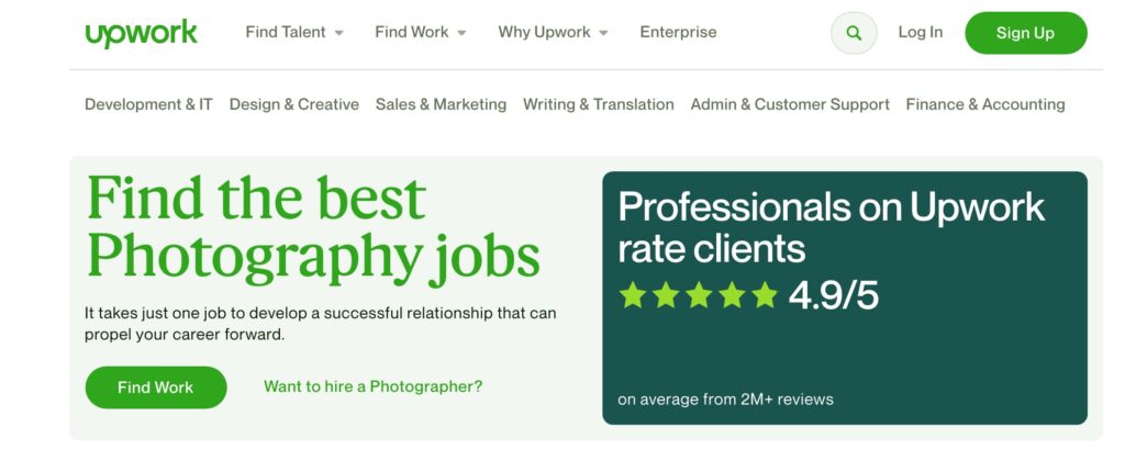 Trabalhos de fotografia freelancer na Upwork