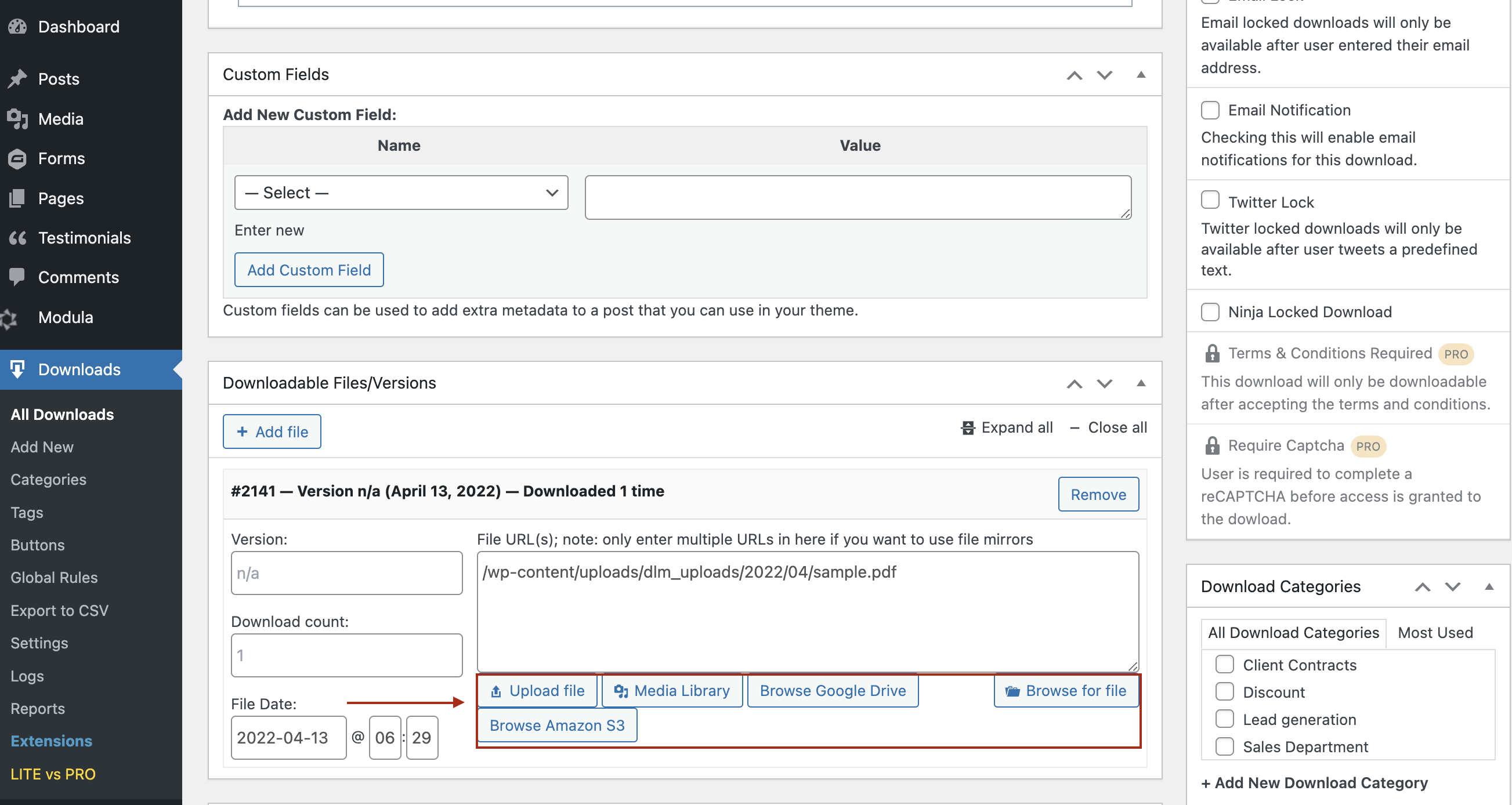 Datei in WordPress hochladen