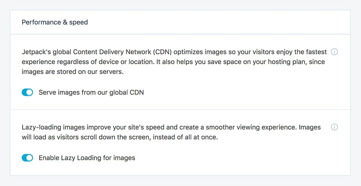 Jetpack 的 CDN 和延迟加载选项将对您网站的速度产生巨大影响