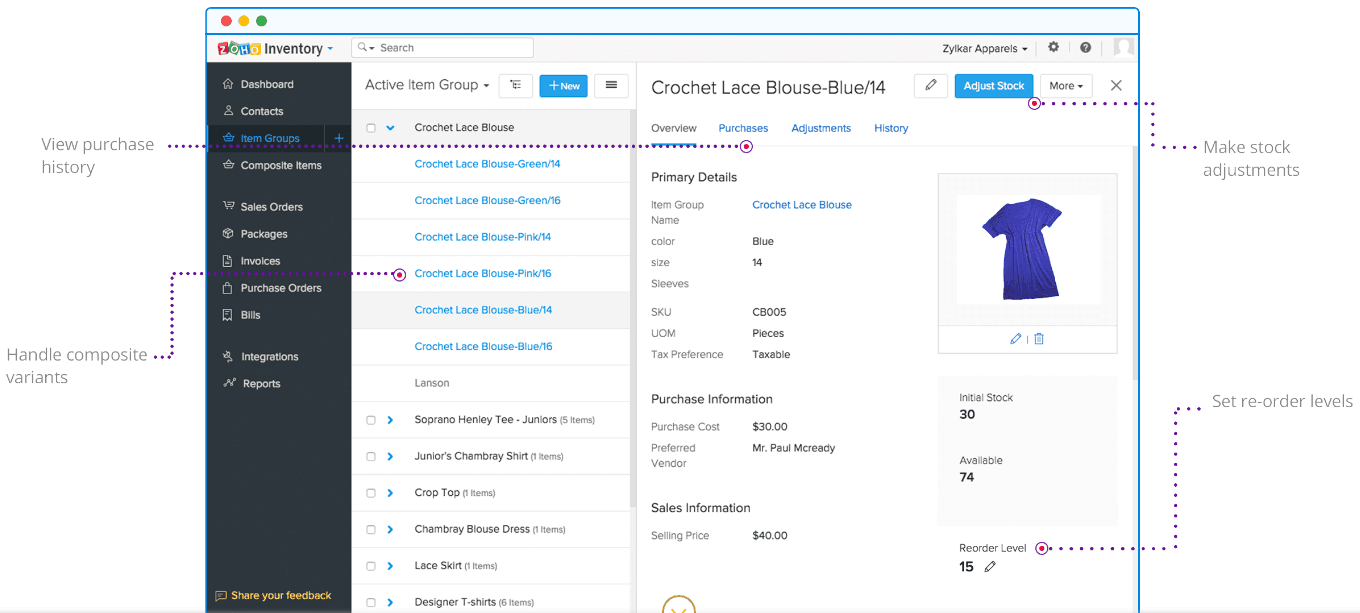 Zoho WooCommerce 库存管理仪表板