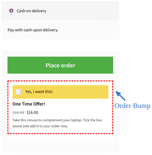 Exemple de bosse de commande WooCommerce après bouton