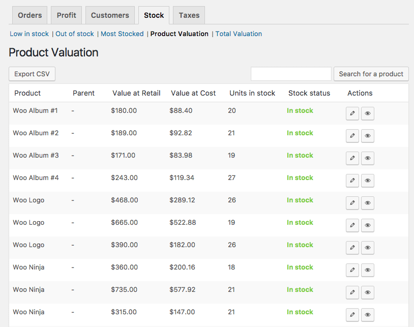 Évaluation du produit WooCommerce Cost of Goods