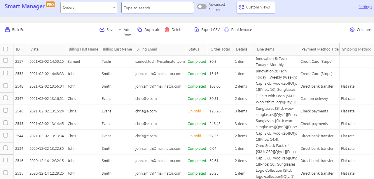 쿠폰 관리를 위한 WooCommerce Smart Manager 대시보드