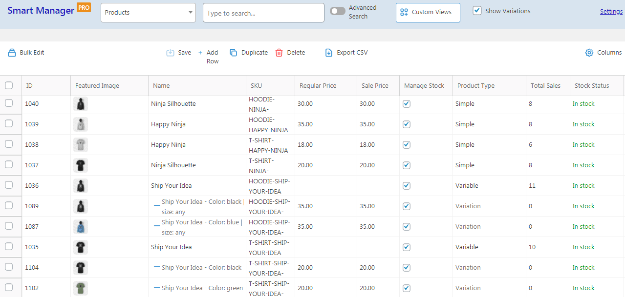 WooCommerce 使用 Smart Manager 導出產品 csv