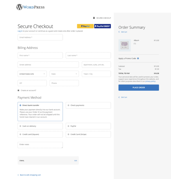 IWD의 WooCommerce에 대한 한 페이지 체크아웃