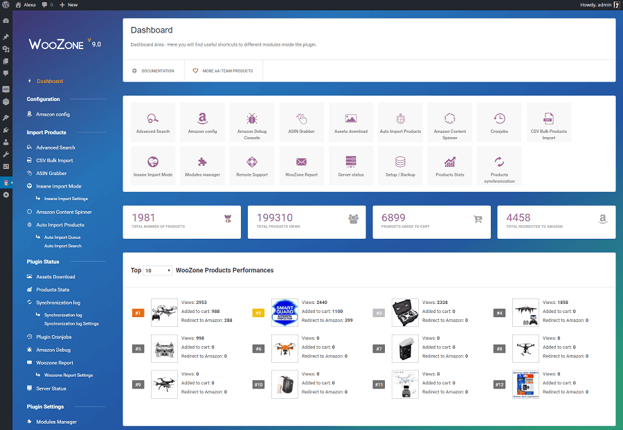 Tableau de bord des affiliés WooCommerce Amazon