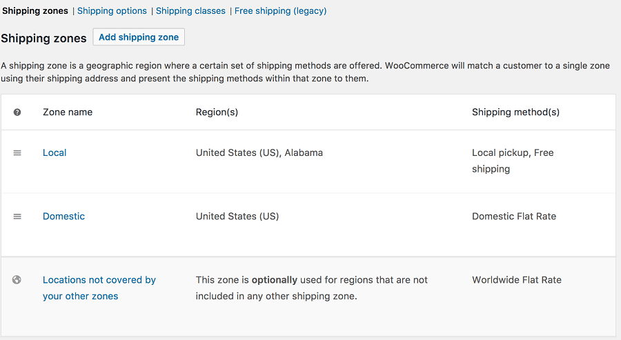 WooCommerce 배송 지역 추가