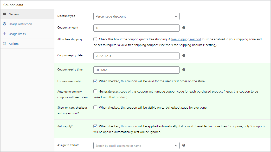 coupon di sconto percentuale si applica automaticamente