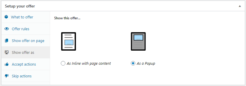 ポップアップでトリップワイヤーのオファーを表示