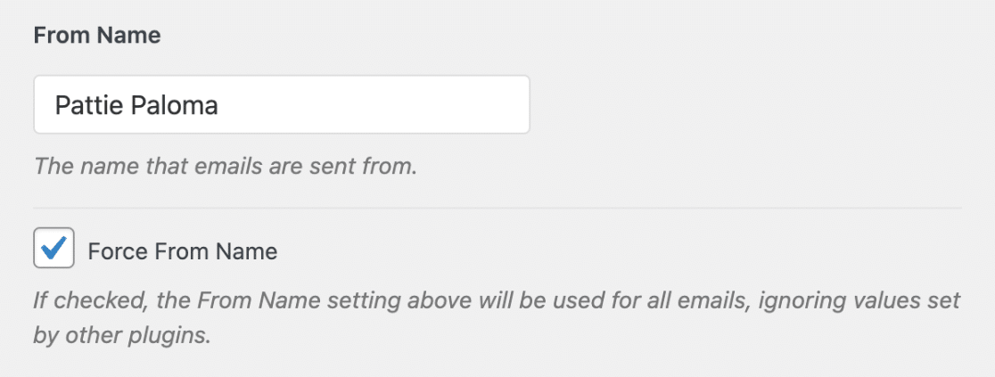 Параметр Force From Name в WP Mail SMTP