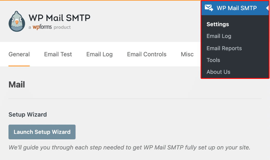 Pengaturan email SMTP WP Mail