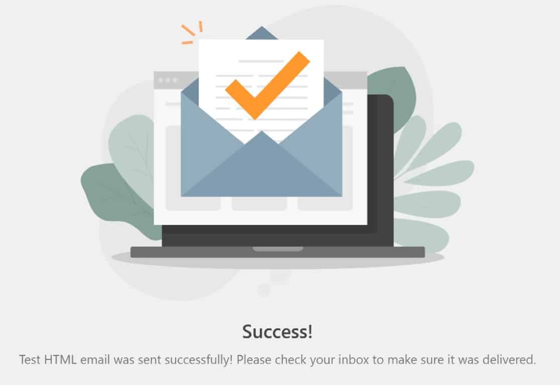 Mensagem de sucesso do teste de email SMTP do WP Mail