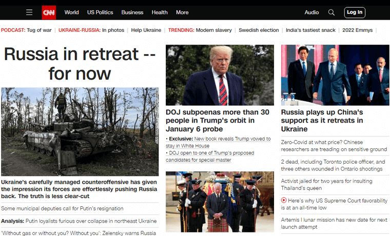 Sito web della rivista di affari online della CNN