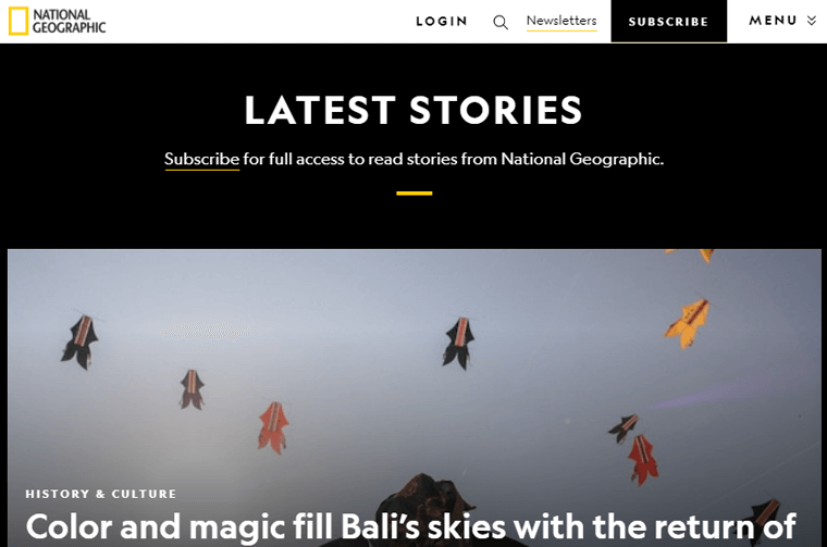 National Geographic Online Magazine para viagens e descobertas culturais