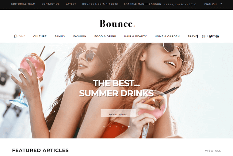 Sitio web de la revista Bounce para el estilo de vida