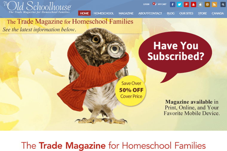 Il sito web della rivista Old Schoolhouse Homeschooling