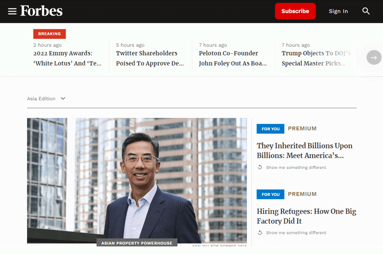 Sitio web de la revista Forbes American Business