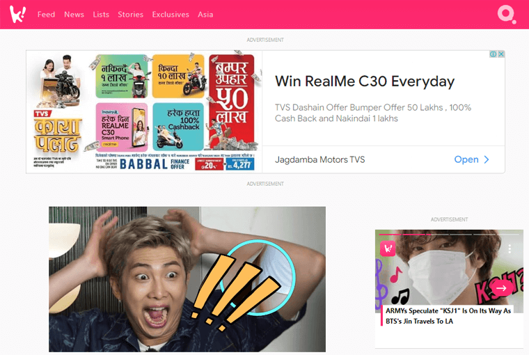 Koreaboo - Exemplos de sites de revistas