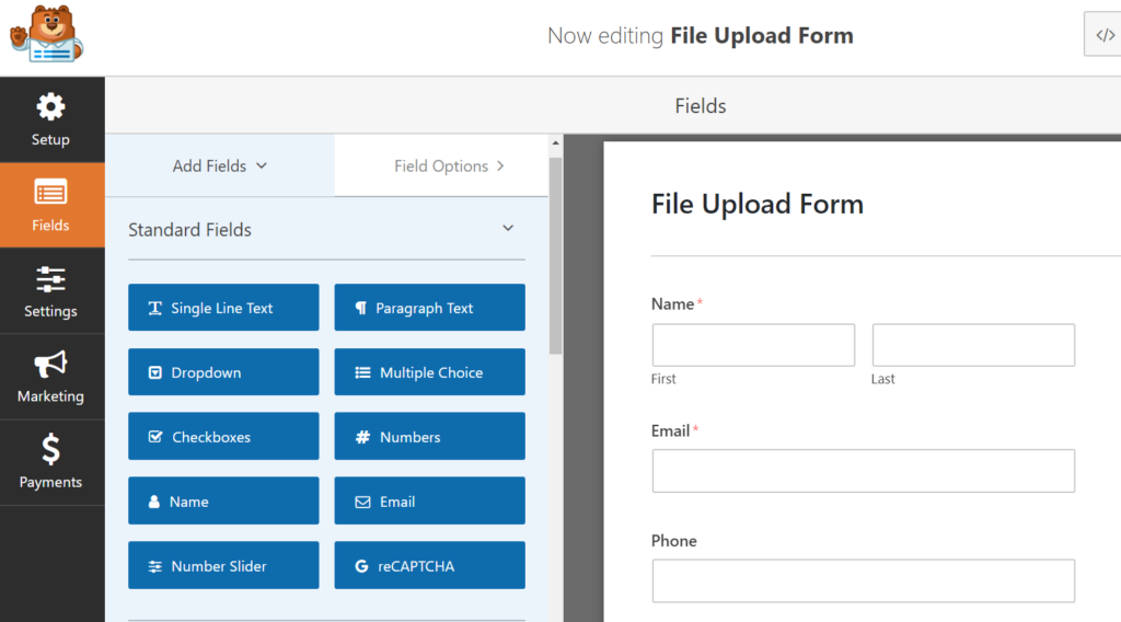 編輯 wpform 的文件上傳表單